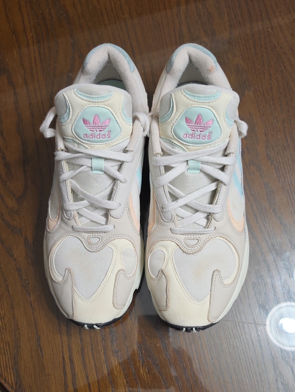 adidas Cream Sneakers with Mint & Pink Accents